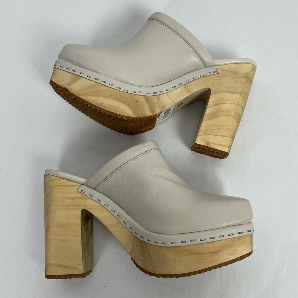 Steve Madden Cream Leather Clog Mules - Picture 7 of 9